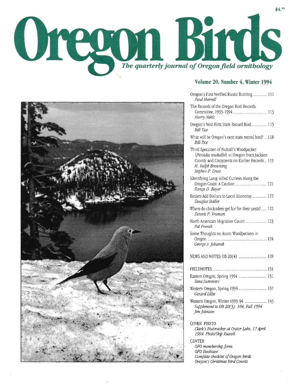 The Quarterly Journal of Oregon Field Ornithology