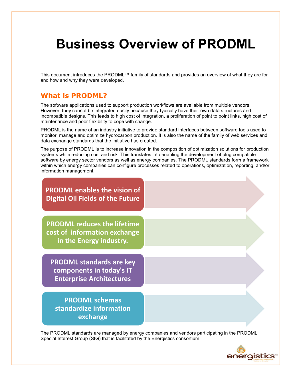 Business Overview of PRODML