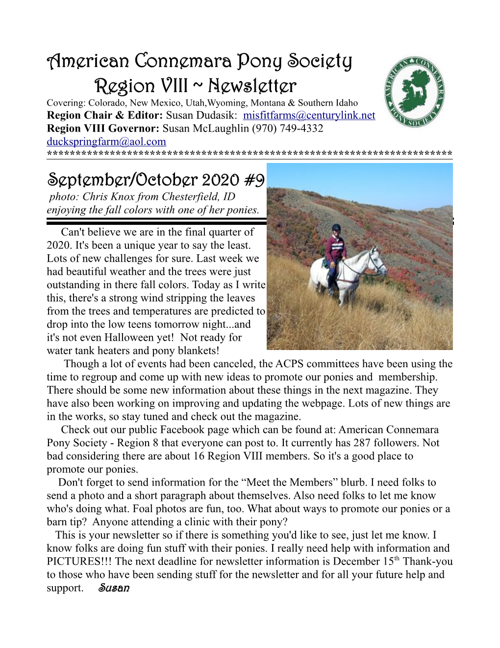 American Connemara Pony Society Region VIII ~ Newsletter