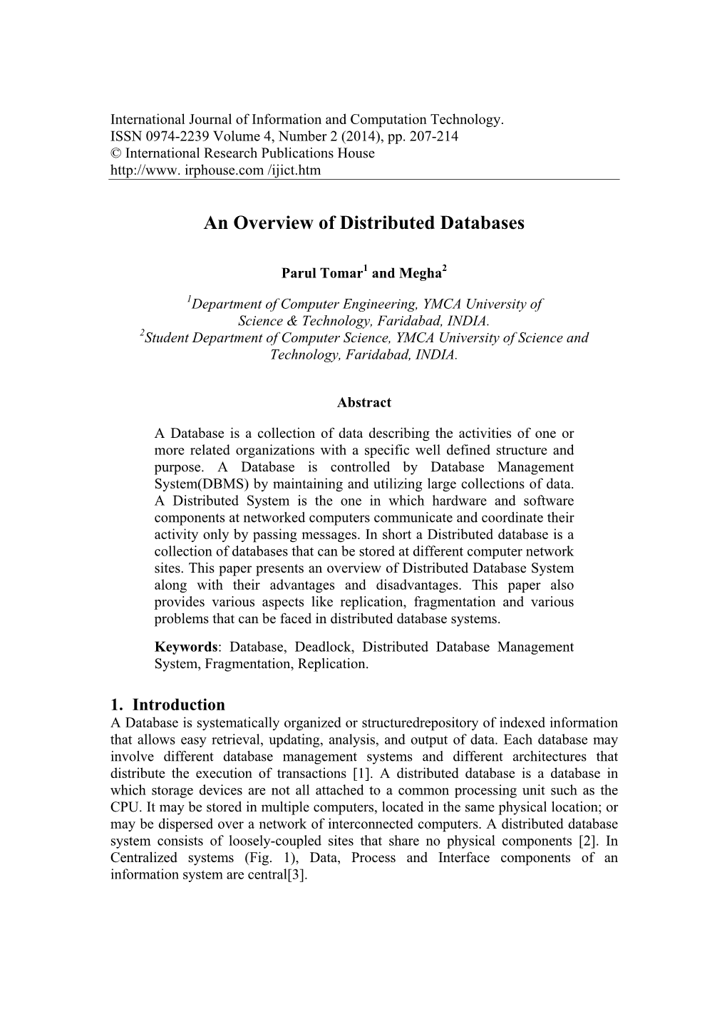 An Overview of Distributed Databases