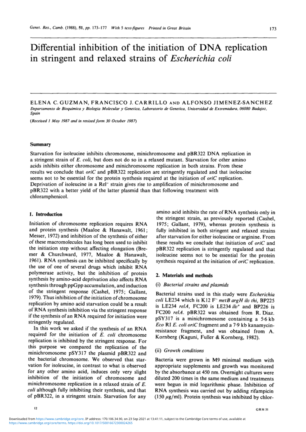 Differential Inhibition of the Initiation of DNA Replication in Stringent and Relaxed Strains of Escherichia Coli