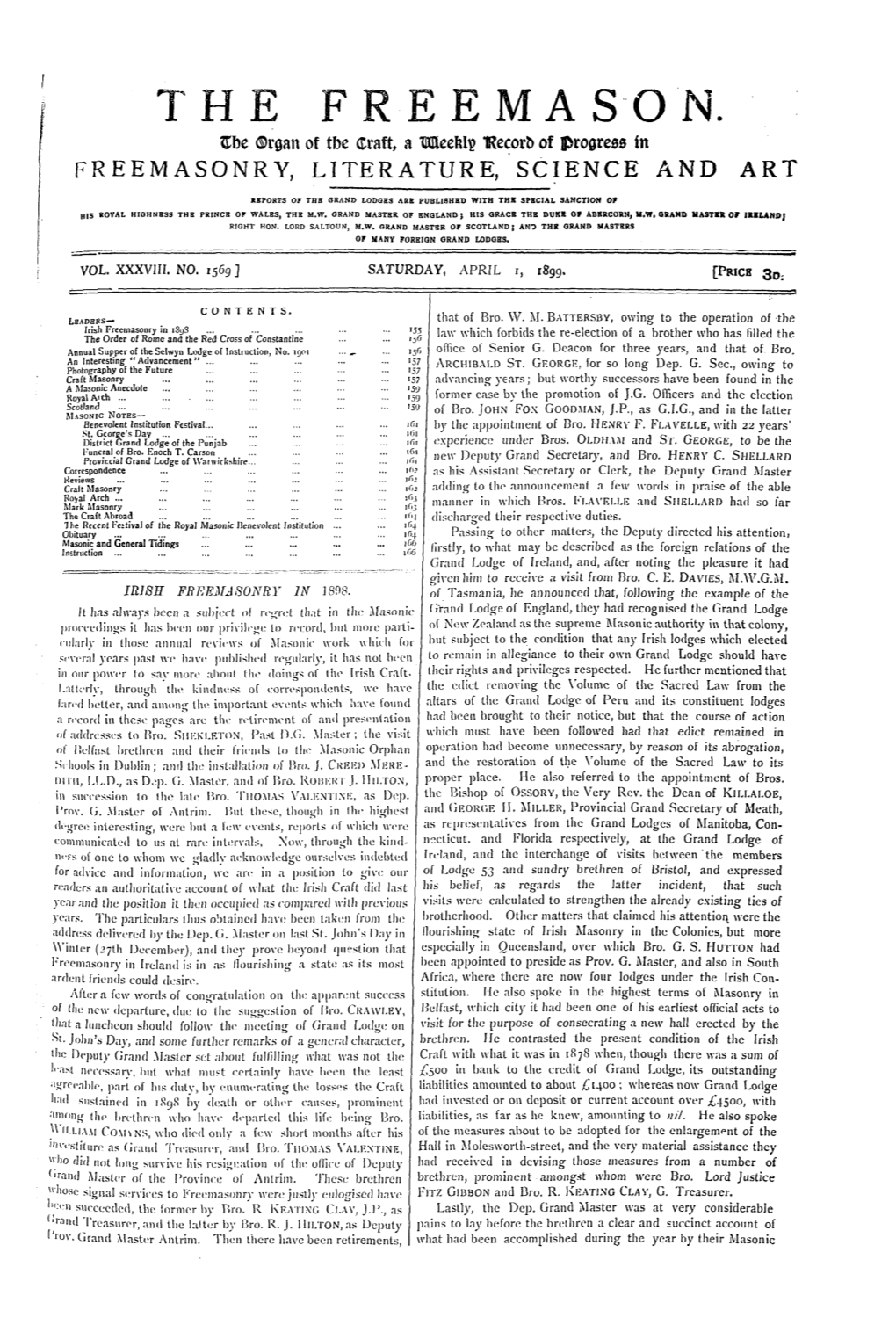 IRISH FREEMASONRY in 1808. It Li.Is