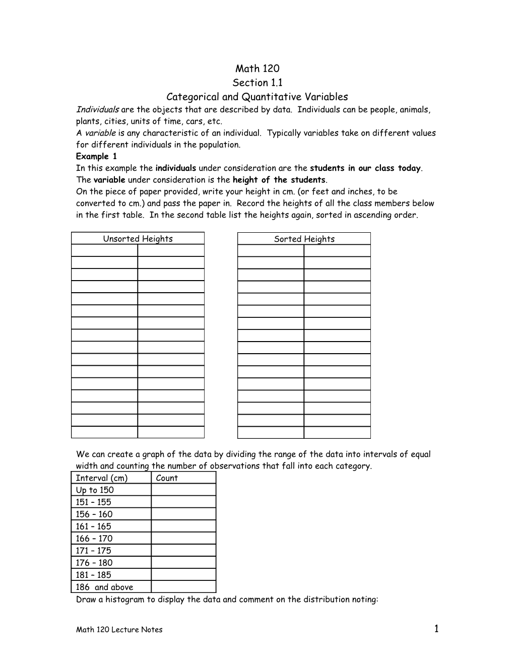 Categorical and Quantitative Variables