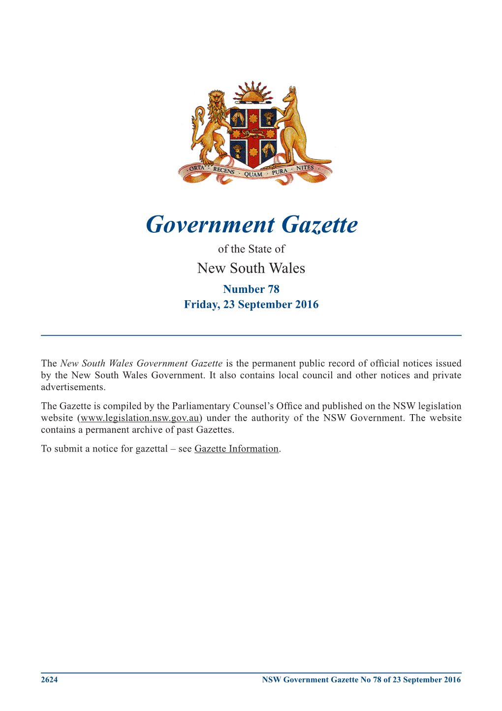 Government Gazette No 78 of 23 September 2016