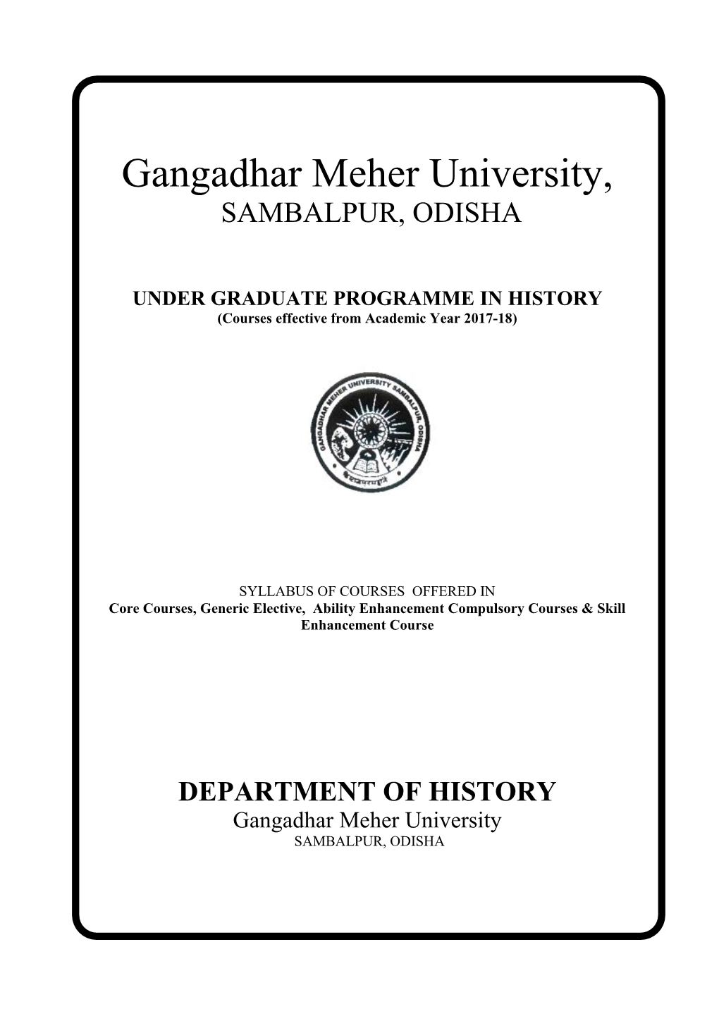 HISTORY (Courses Effective from Academic Year 2017-18)