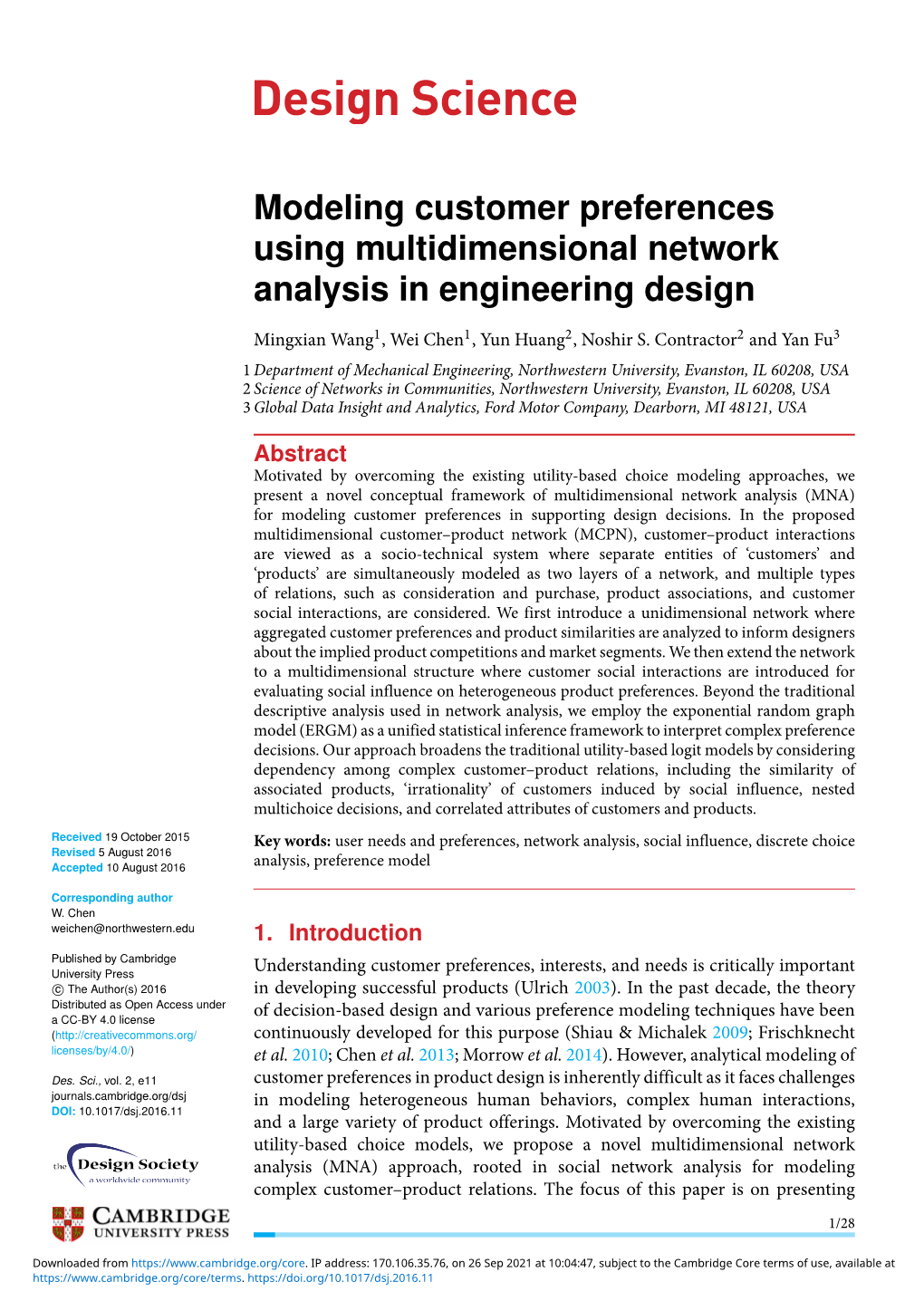 Modeling Customer Preferences Using Multidimensional Network Analysis in Engineering Design