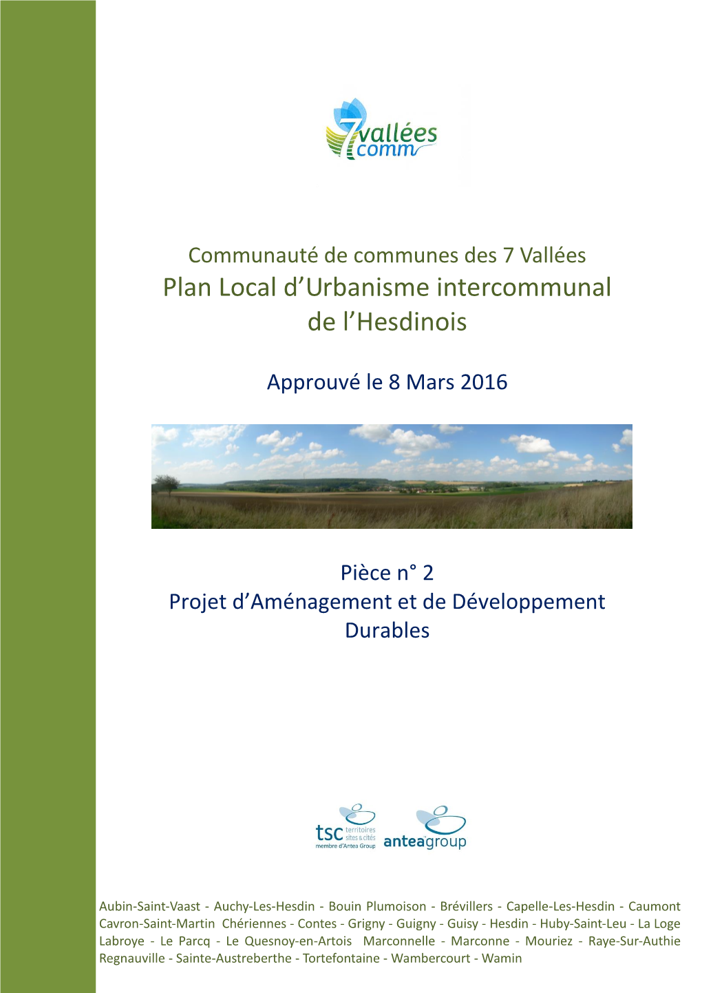 Plan Local D'urbanisme Intercommunal De L'hesdinois