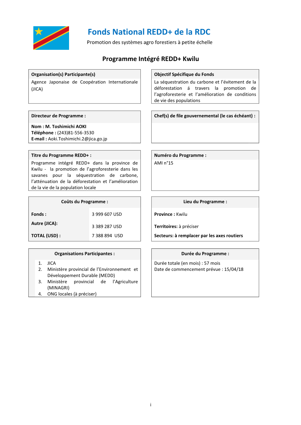 Fonds National REDD+ De La RDC Promotion Des Systèmes Agro Forestiers À Petite Échelle