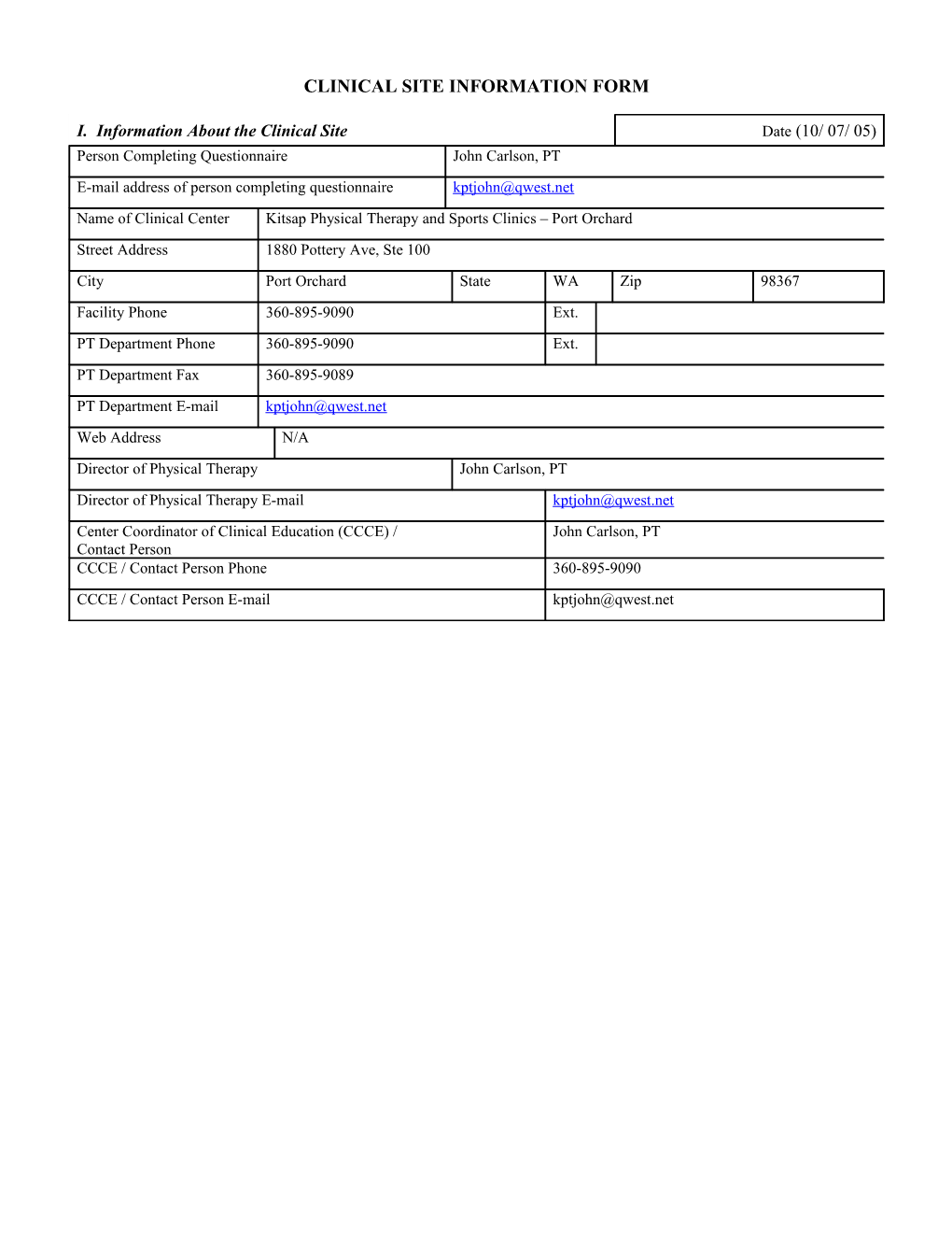 Clinical Center Information Form (Ccif) s3