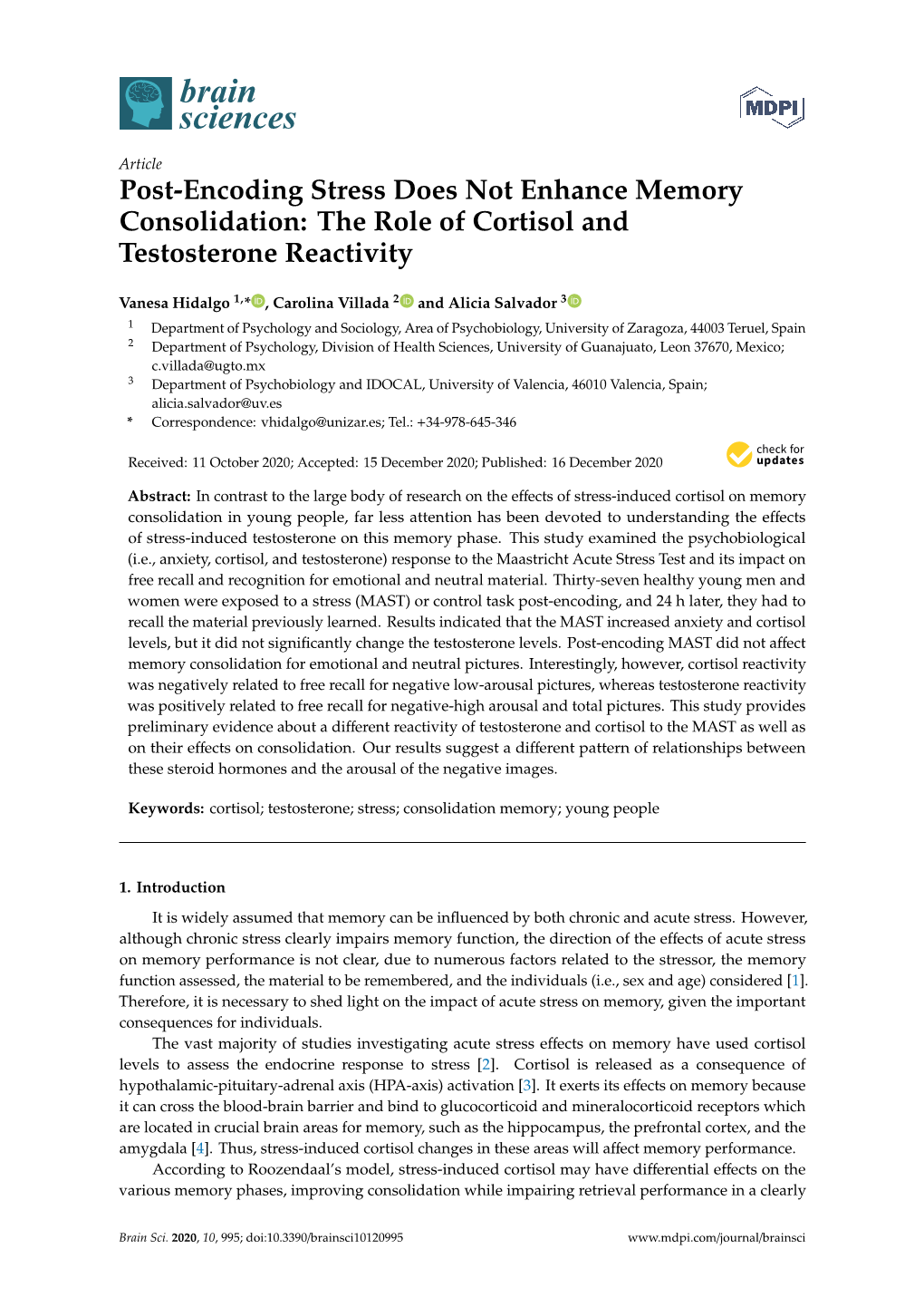 Post-Encoding Stress Does Not Enhance Memory Consolidation: the Role of Cortisol and Testosterone Reactivity