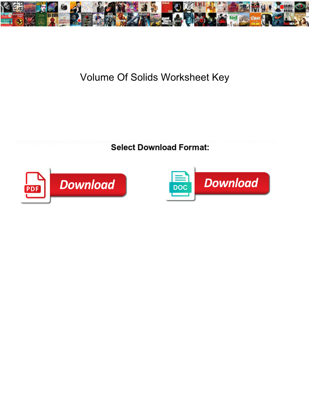 Volume of Solids Worksheet Key