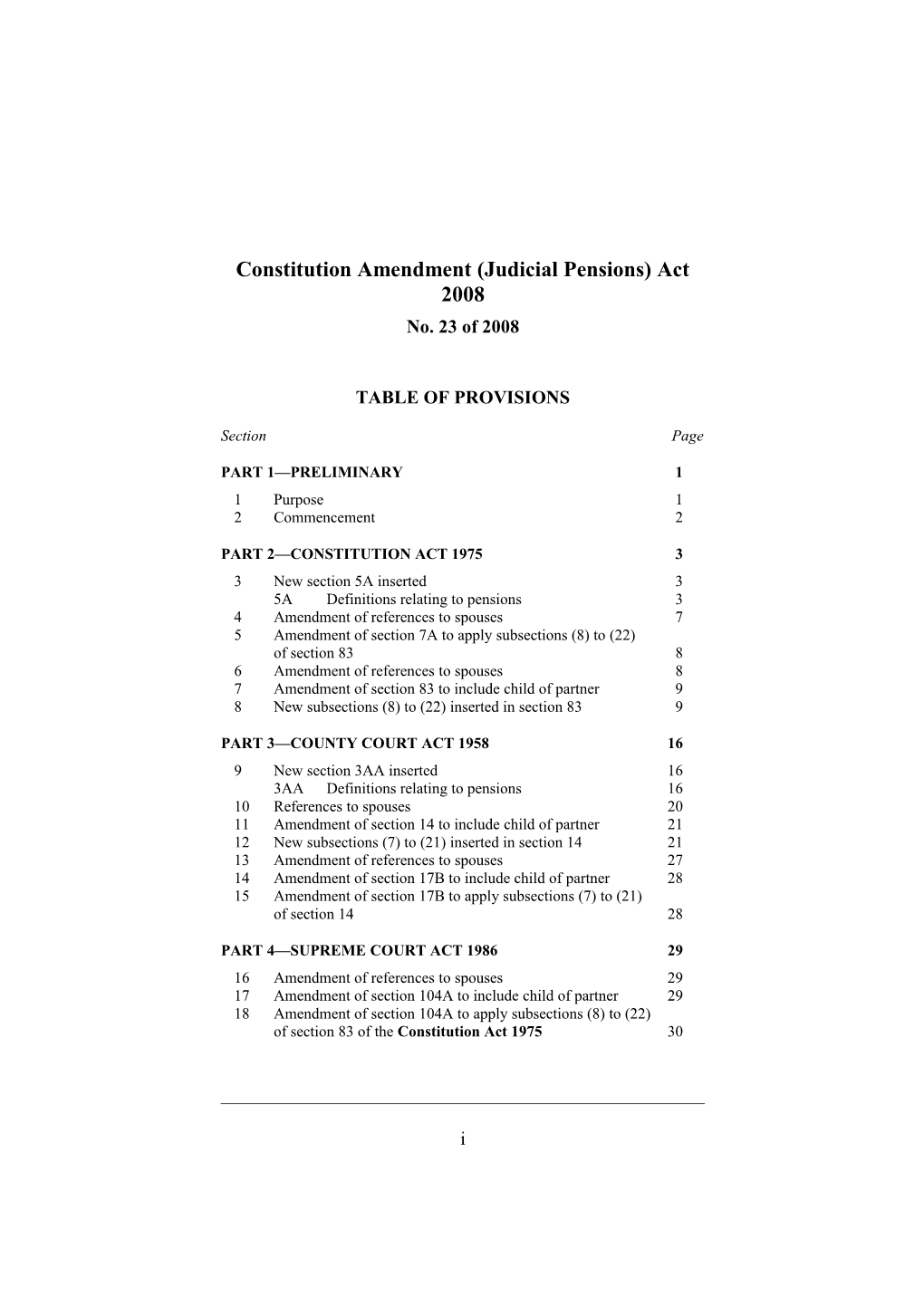 Constitution Amendment (Judicial Pensions) Act 2008