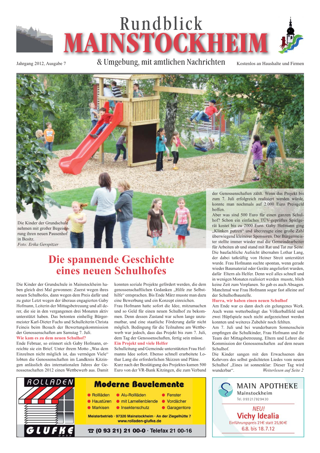 Rundblick MAINSTOCKHEIM Jahrgang 2012, Ausgabe 7 & Umgebung, Mit Amtlichen Nachrichten Kostenlos an Haushalte Und Firmen