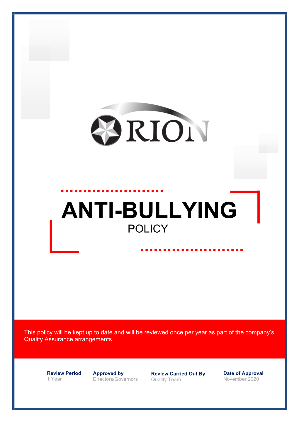 Anti Bullying Policy V1: 2020