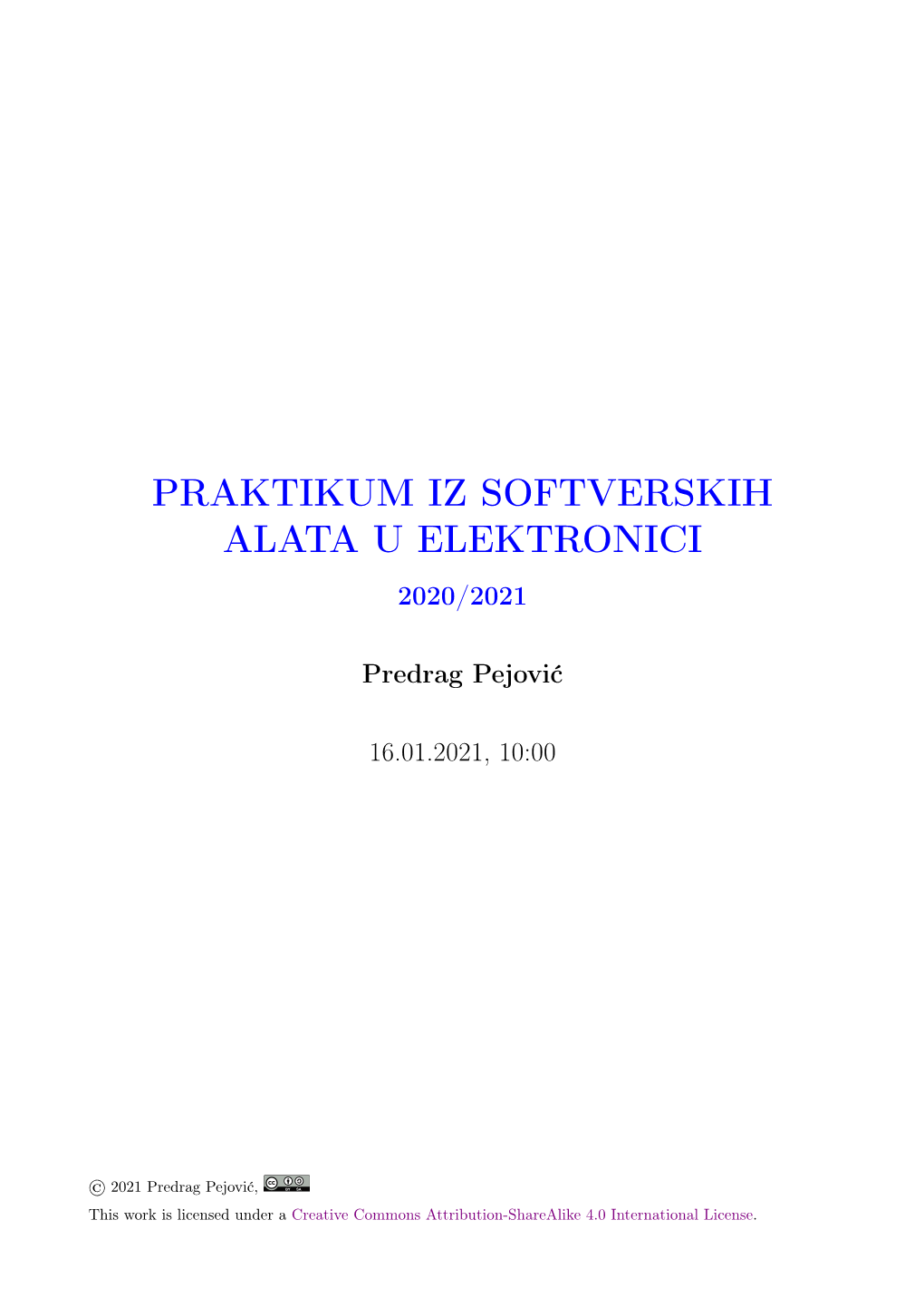 Praktikum Iz Softverskih Alata U Elektronici 2020/2021