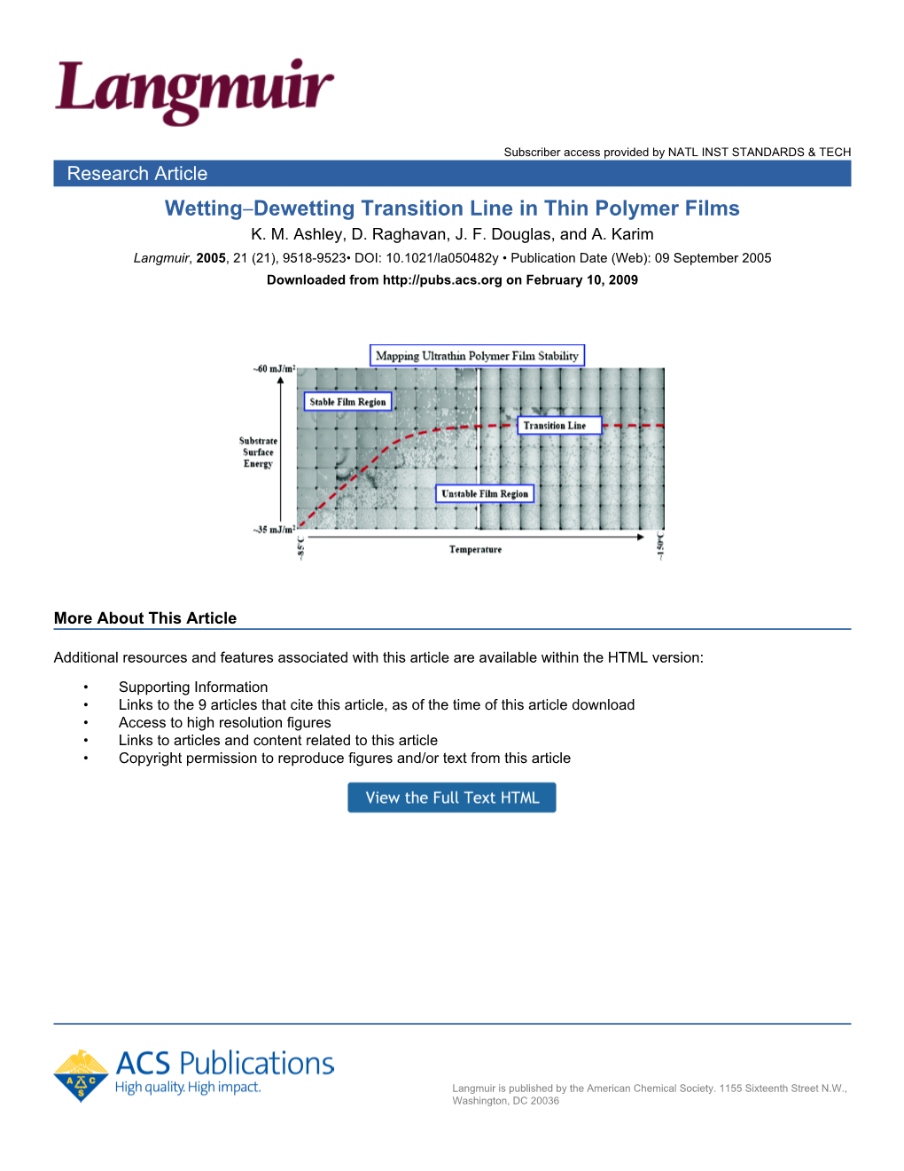 Wetting−Dewetting Transition Line in Thin Polymer Films K