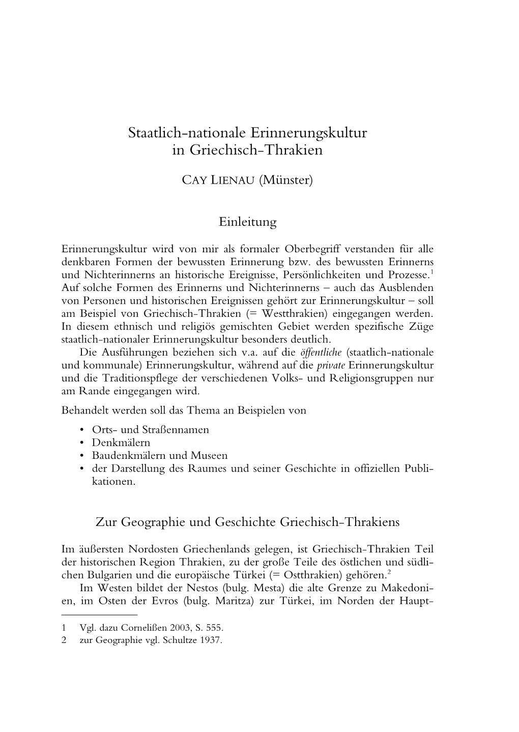 Staatlich-Nationale Erinnerungskultur in Griechisch-Thrakien