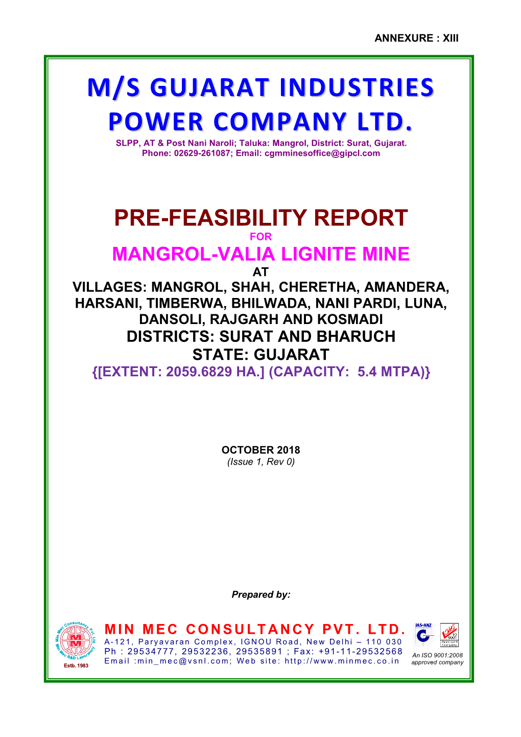 Pre-Feasibility Report