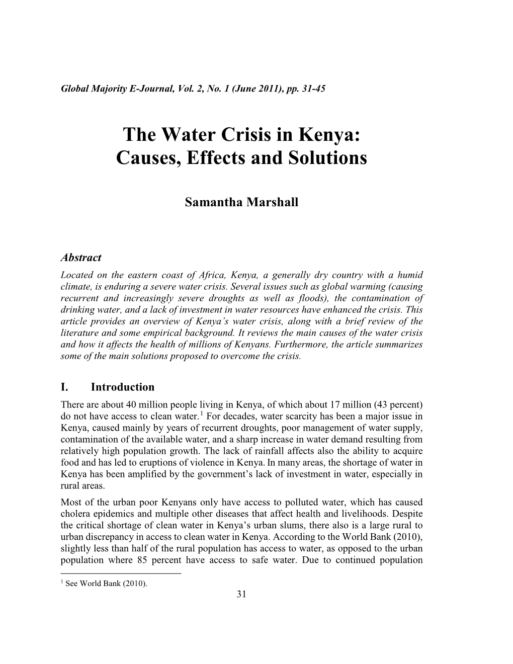 The Water Crisis in Kenya: Causes, Effects, and Solutions