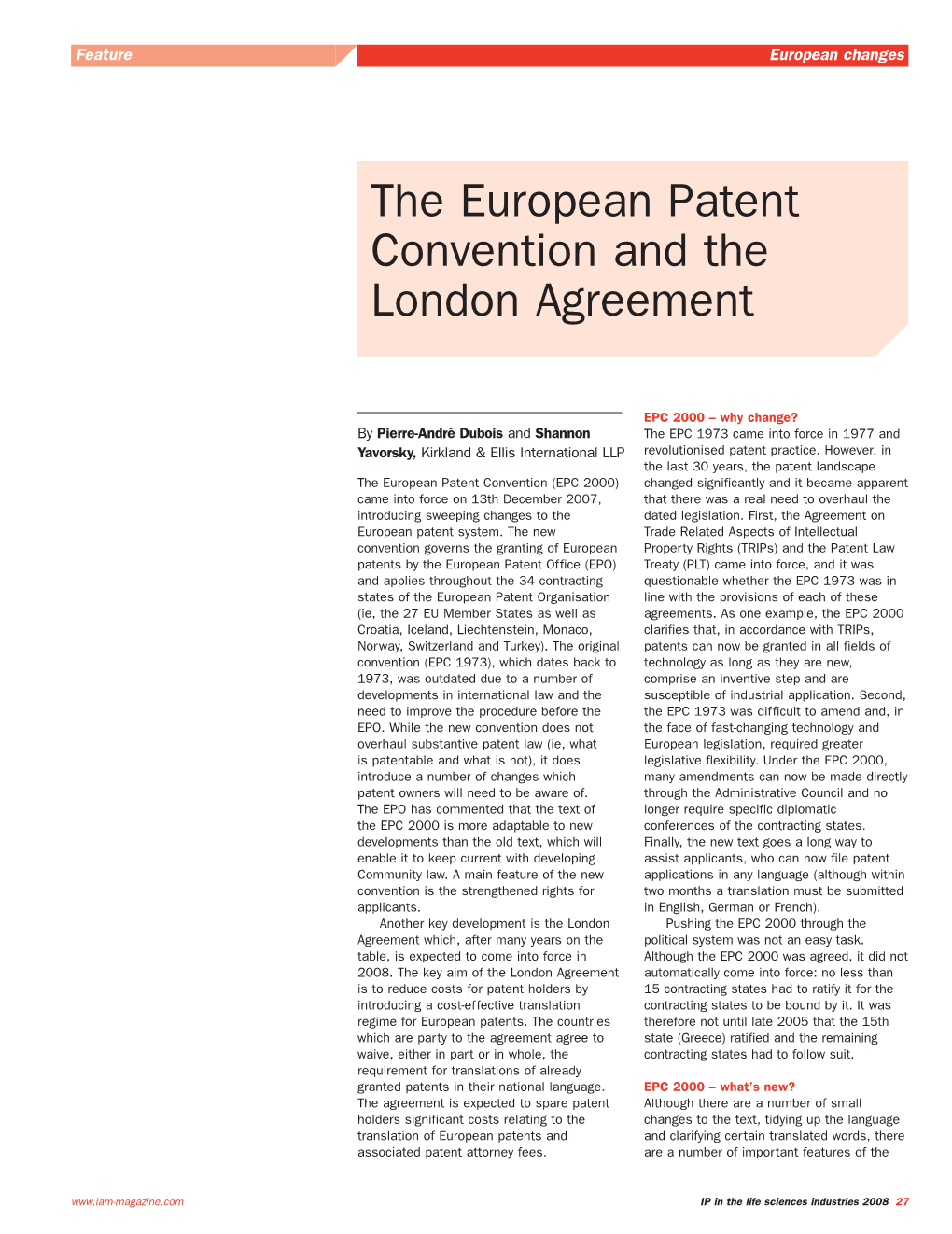 The European Patent Convention and the London Agreement