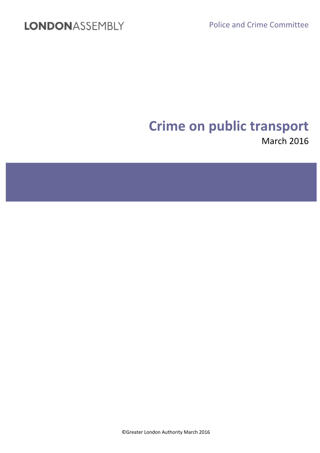 Crime on Public Transport March 2016