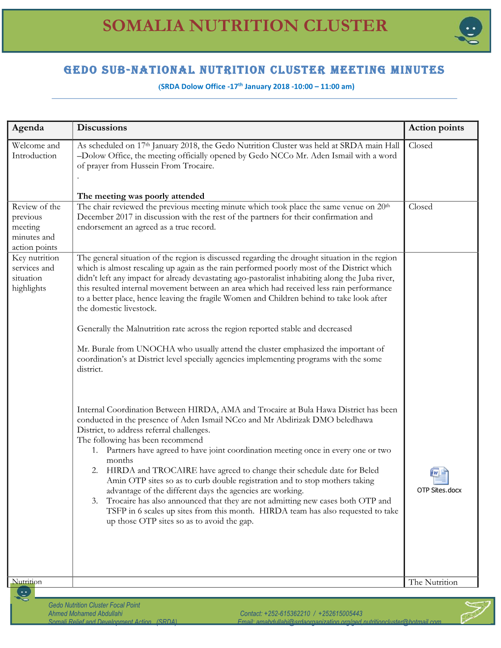 Somalia Nutrition Cluster