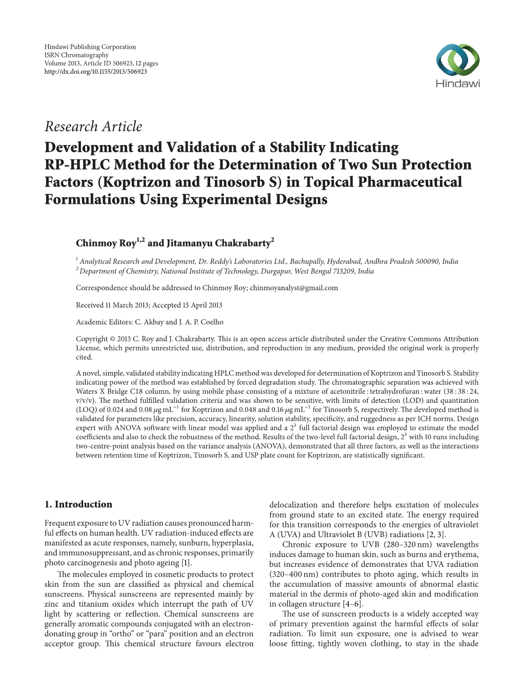 Research Article Development and Validation of a Stability Indicating