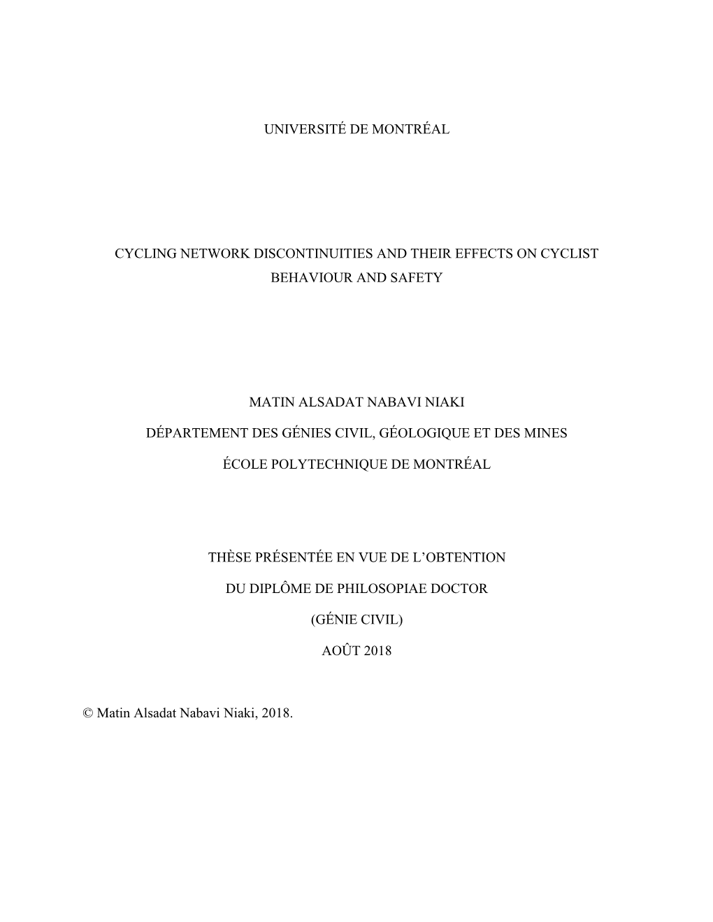 Cycling Network Discontinuities and Their Effects on Cyclist Behaviour and Safety