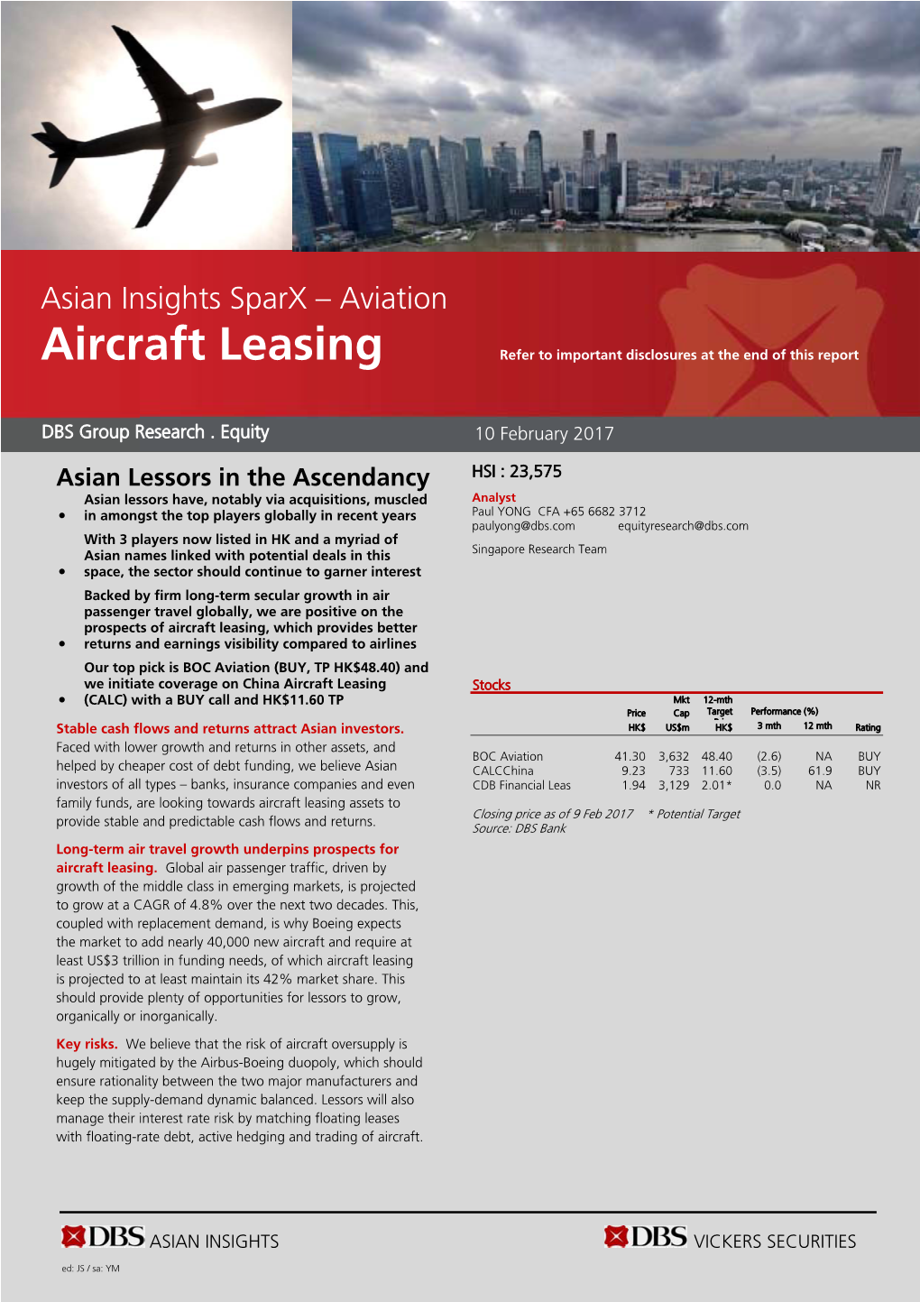 Aircraft Leasing Refer to Important Disclosures at the End of This Report