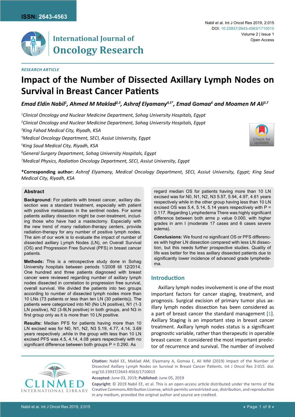 Impact of the Number of Dissected Axillary Lymph Nodes on Survival