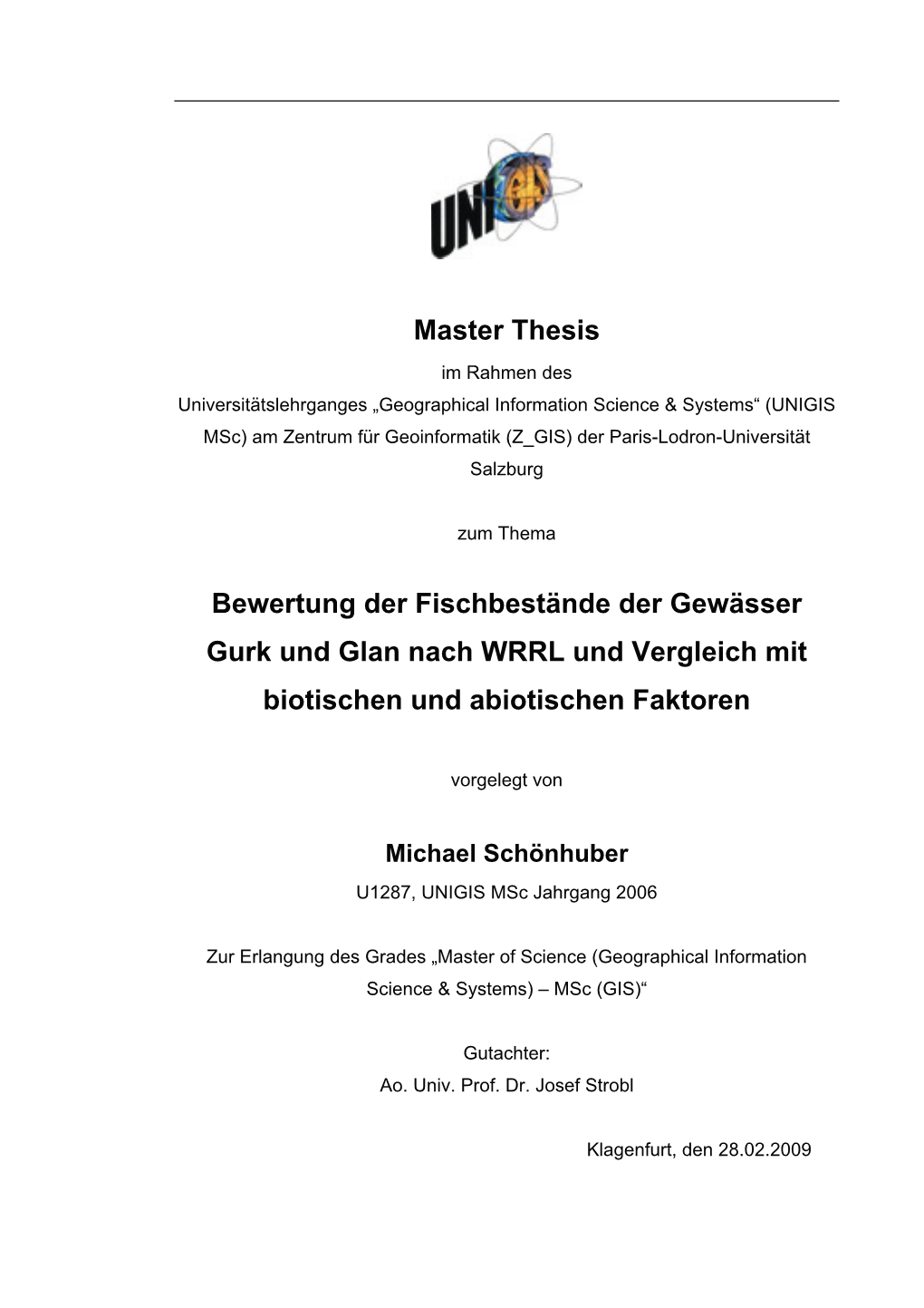 Master Thesis Bewertung Der Fischbestände Der Gewässer Gurk