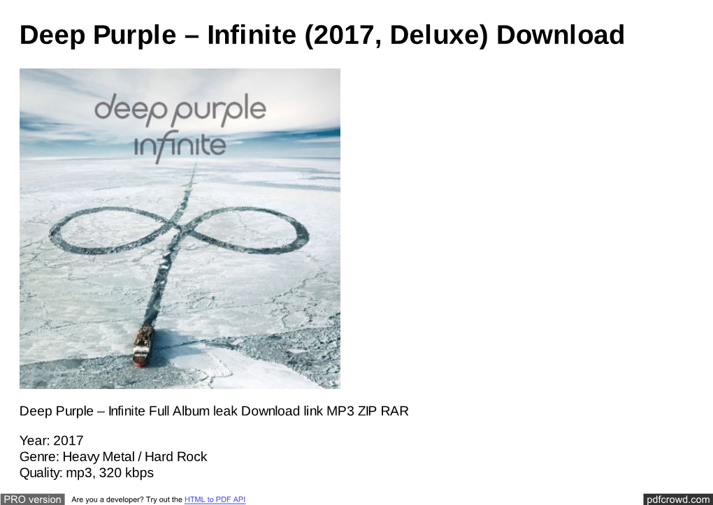 Deep Purple – Infinite (2017, Deluxe) Album Download – Worldz Muzic