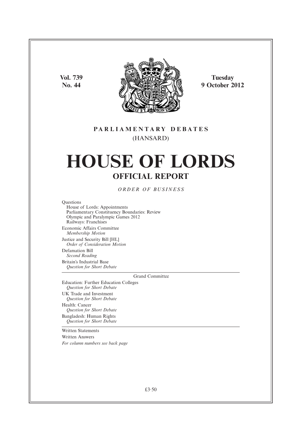 House of Lords Official Report