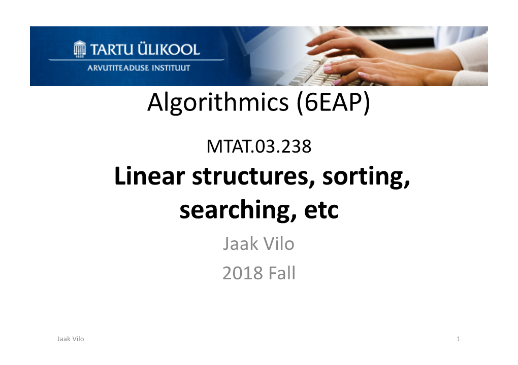 Lecture 04 Linear Structures Sort