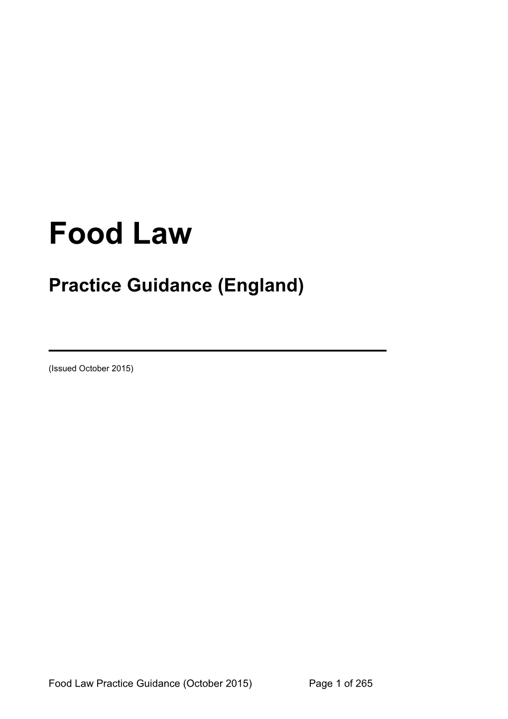 Food Law Practice Guidance (England)