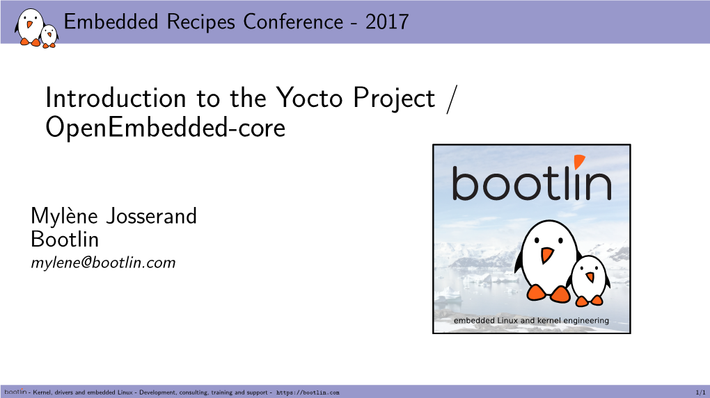 Introduction to the Yocto Project / Openembedded-Core