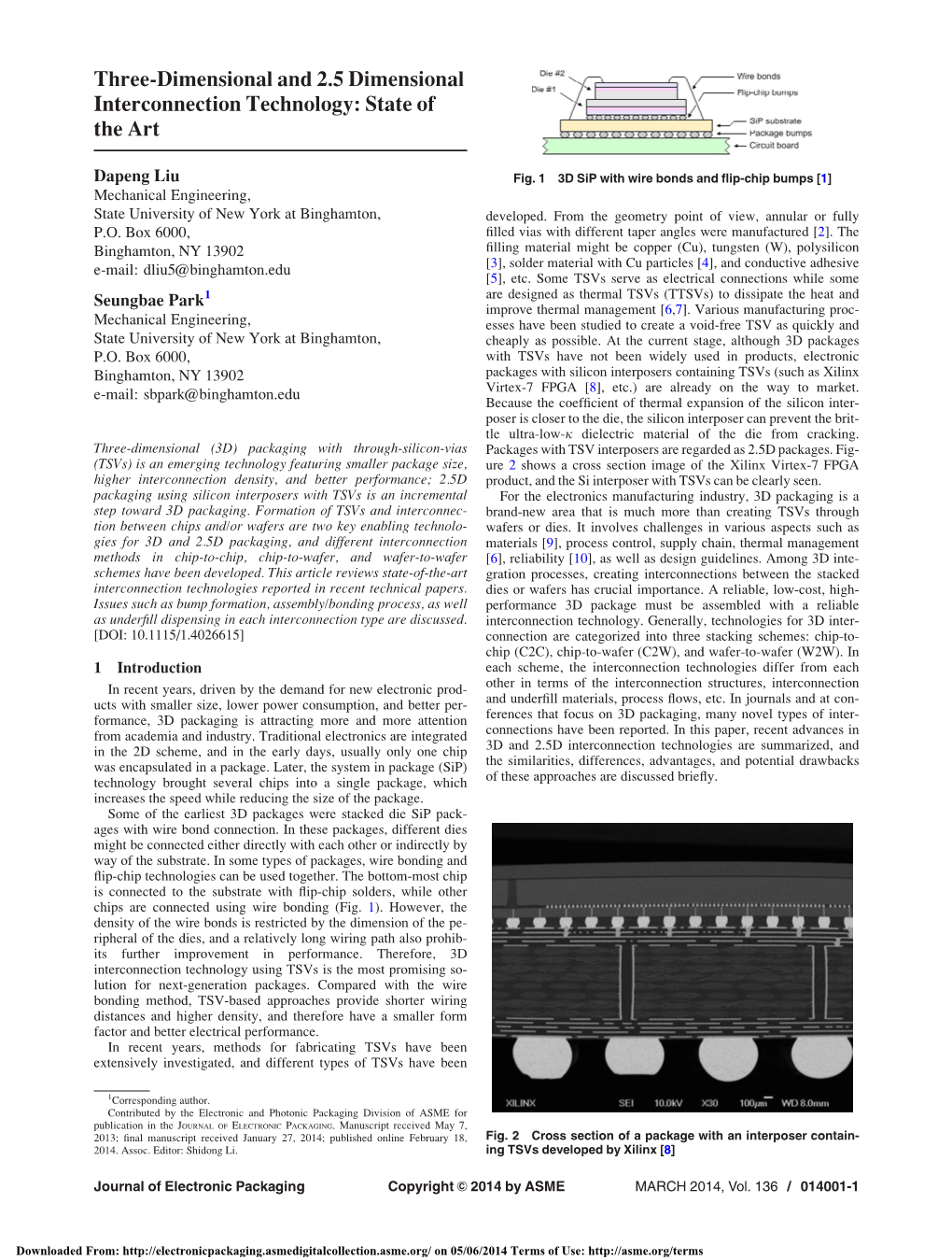 Three-Dimensional and 2.5 Dimensional Interconnection Technology: State of the Art