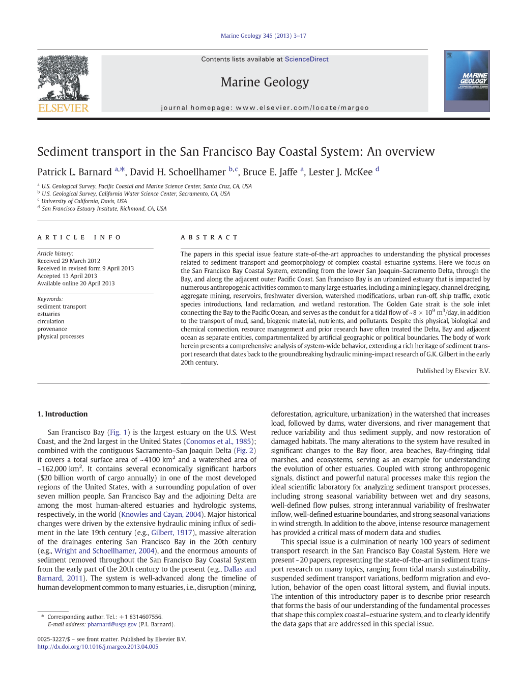 Sediment Transport in the San Francisco Bay Coastal System: an Overview