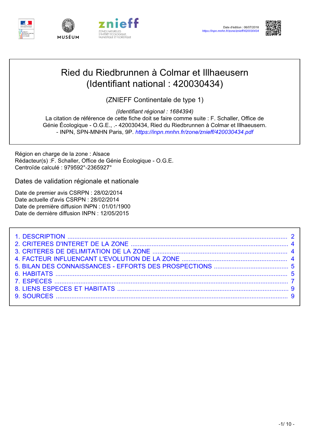 Ried Du Riedbrunnen À Colmar Et Illhaeusern (Identifiant National : 420030434)