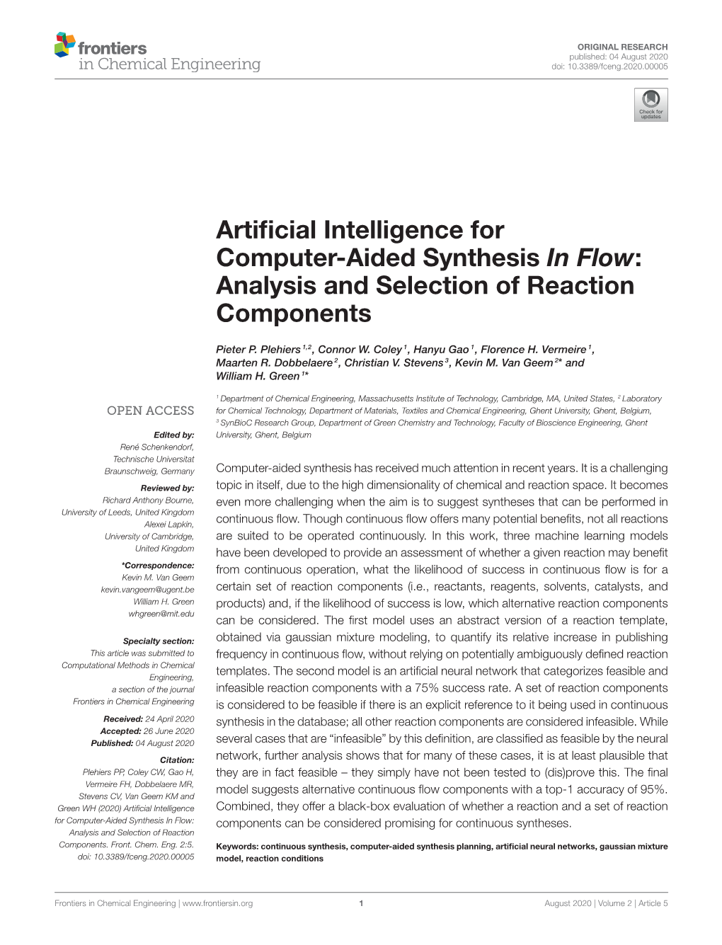 Artificial Intelligence for Computer-Aided Synthesis