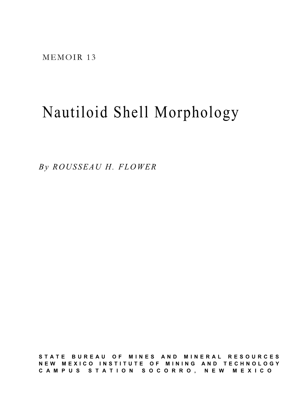 Nautiloid Shell Morphology