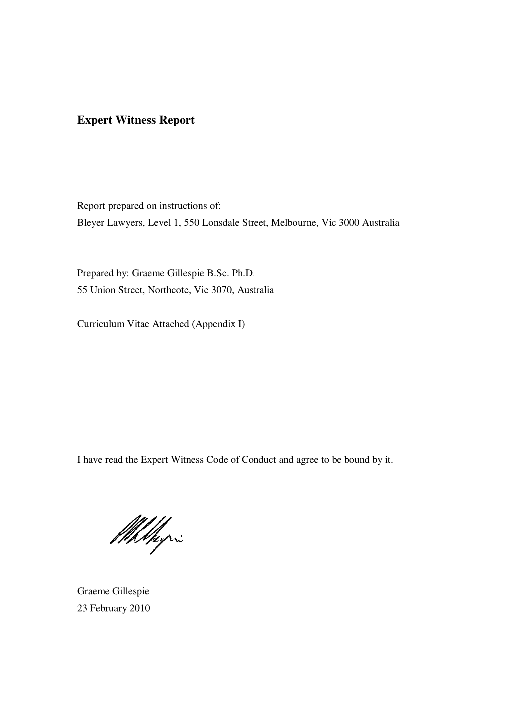 Expert Witness Report