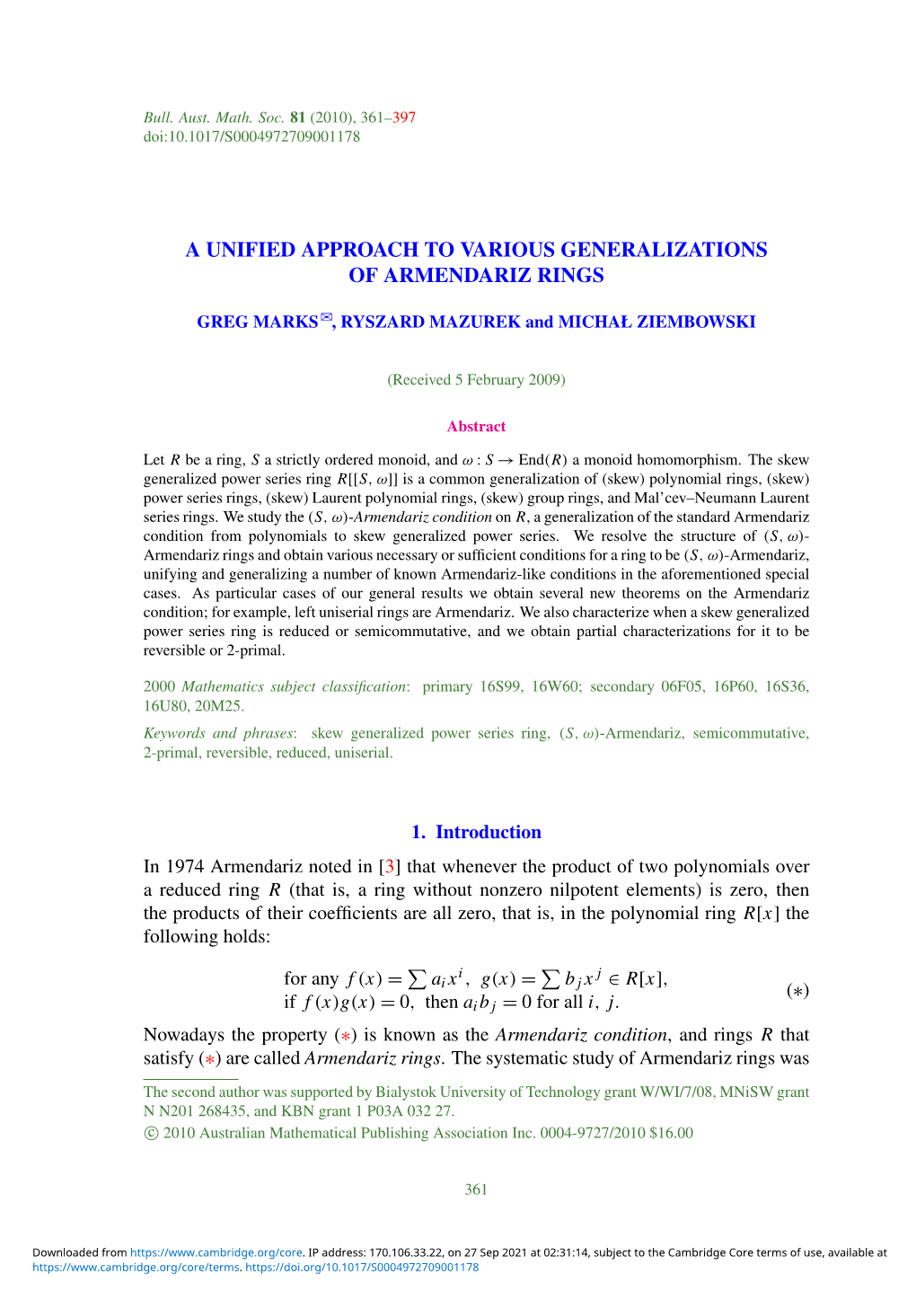 A Unified Approach to Various Generalizations of Armendariz Rings