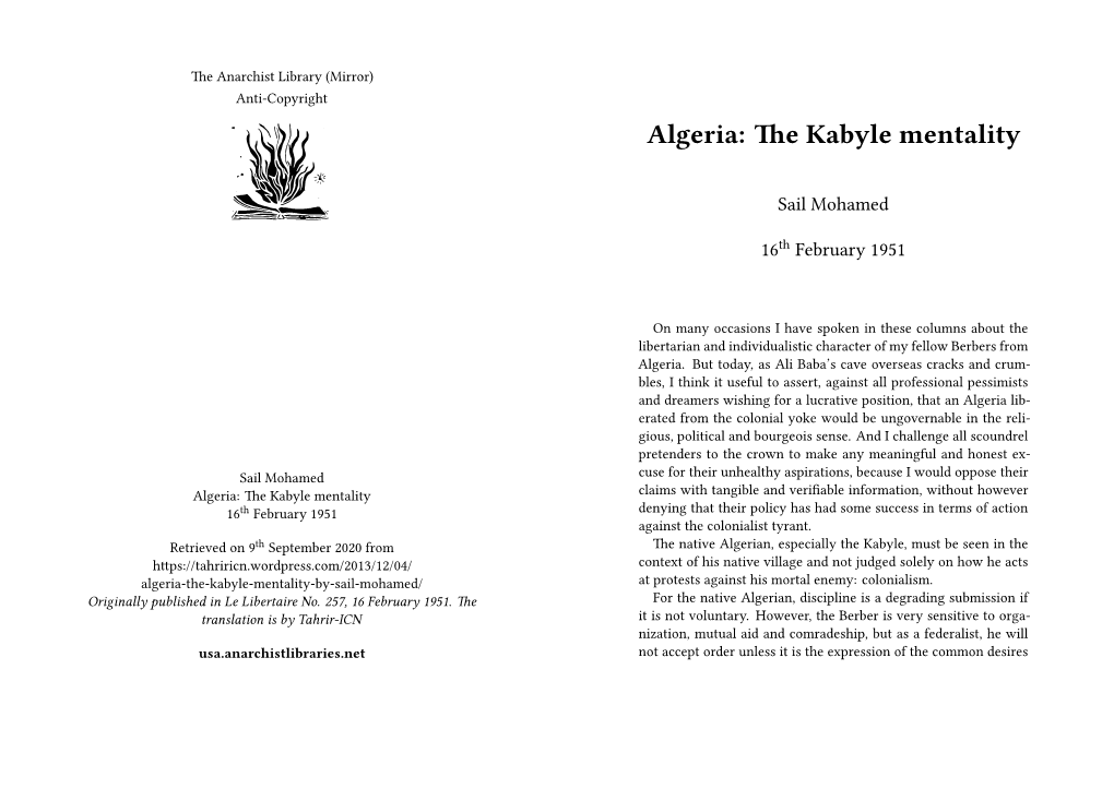 Algeria: the Kabyle Mentality