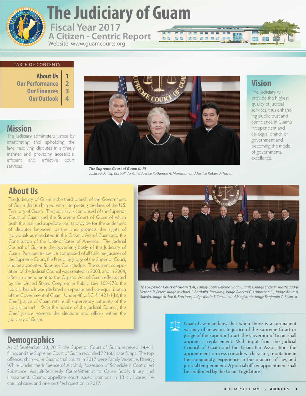 The Judiciary of Guam Fiscal Year 2017 a Citizen - Centric Report Website