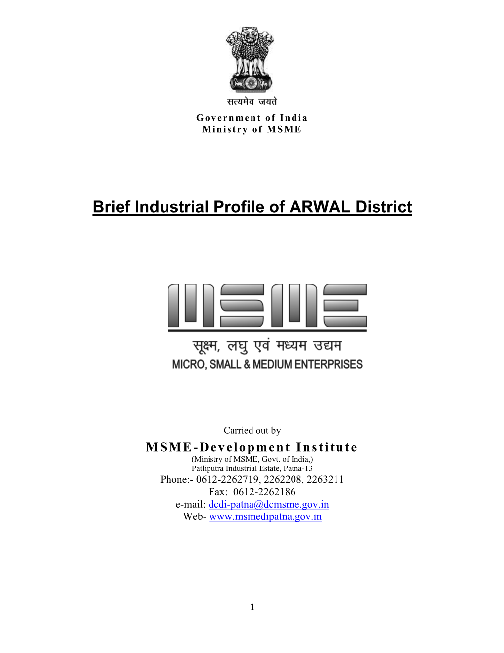 Brief Industrial Profile of ARWAL District