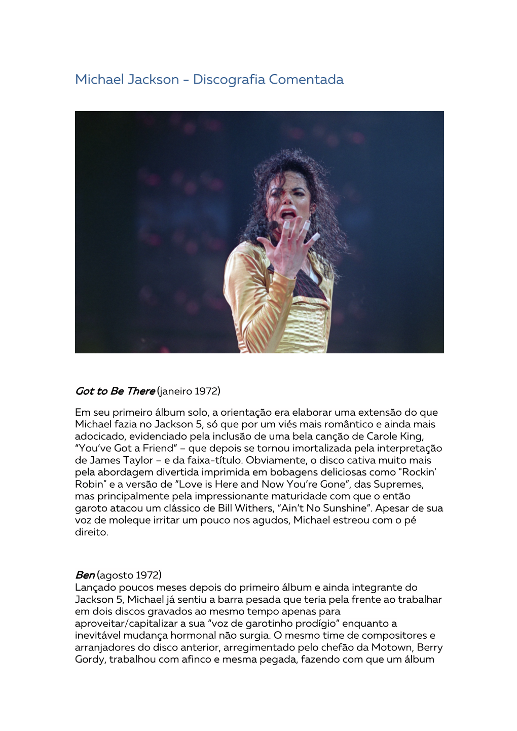 Michael Jackson - Discografia Comentada