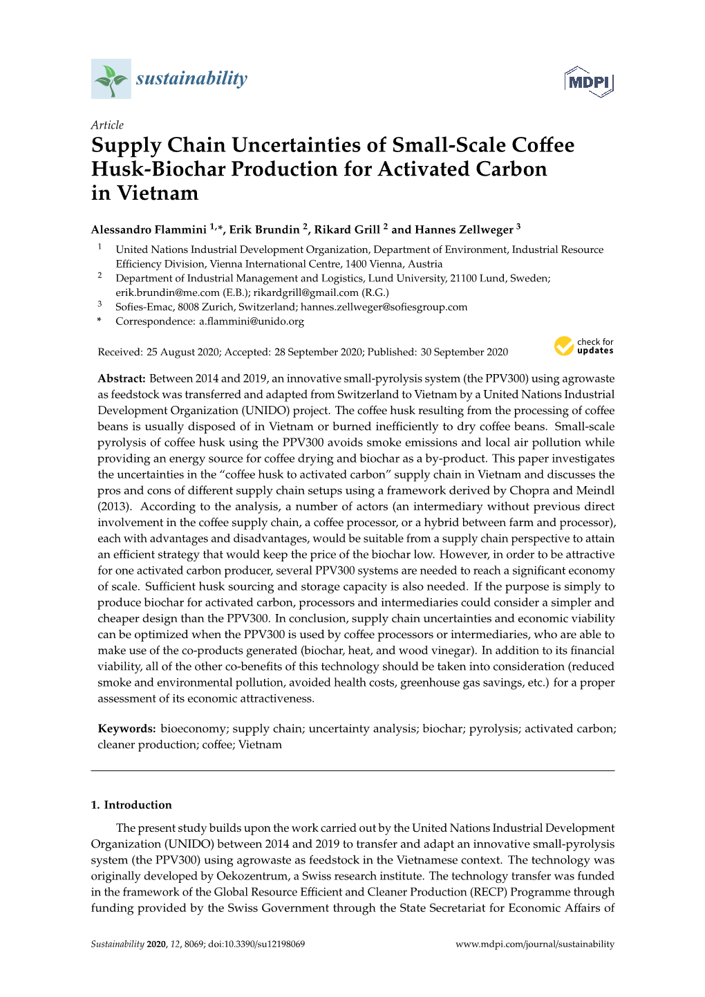 Supply Chain Uncertainties of Small-Scale Coffee Husk-Biochar