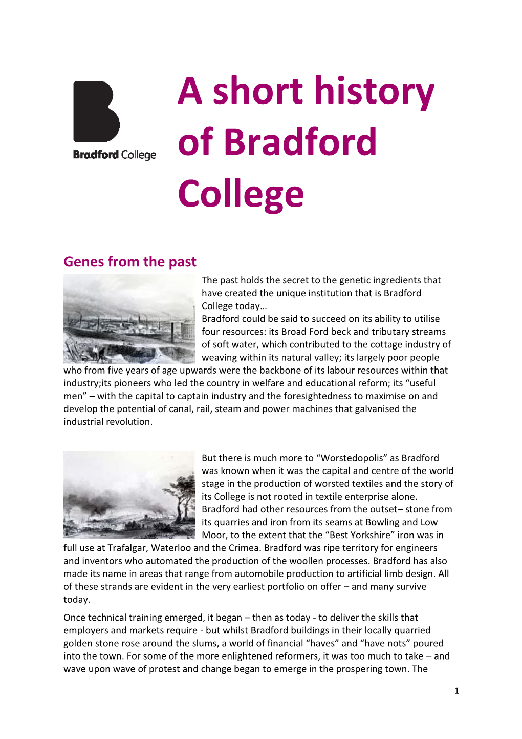 A Short History of Bradford College