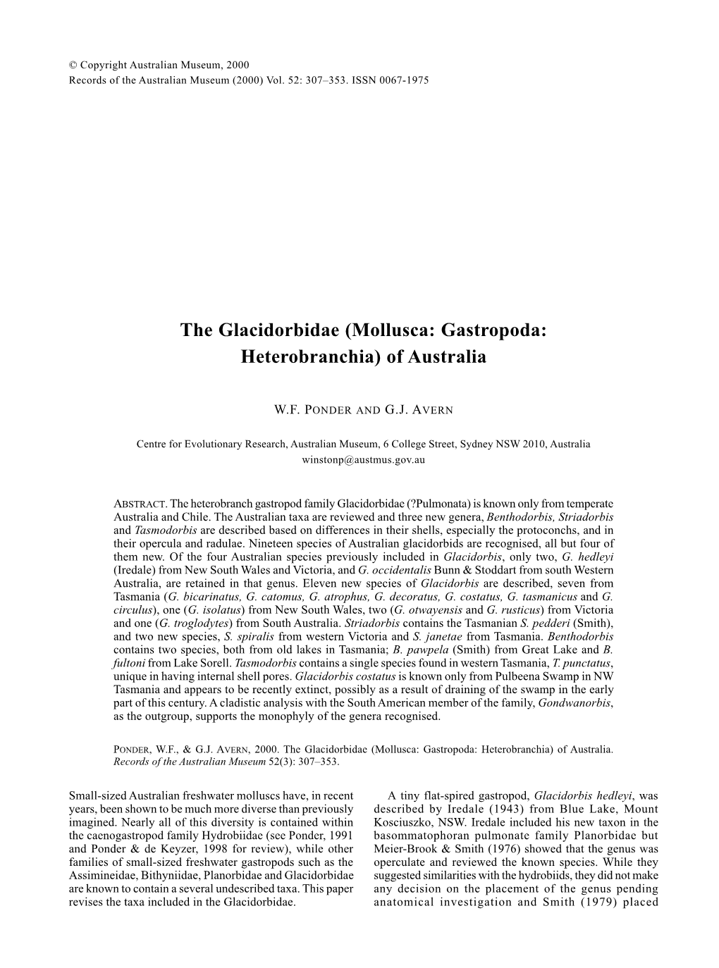 The Glacidorbidae (Mollusca: Gastropoda: Heterobranchia) of Australia